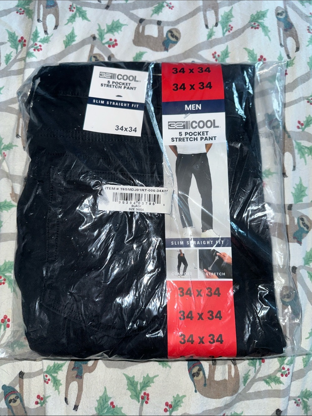 Men's Black 5-Pocket Stretch Pants - Cool Stretch, 34x34